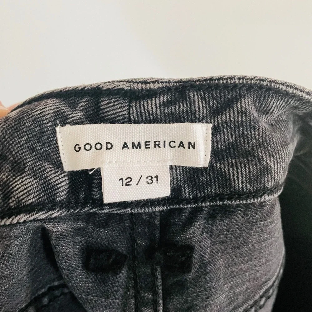 NWT Good American High Rise Denim Booty Short 1.5" Black Summer Sexy Women 12/31 - Picture 3 of 8